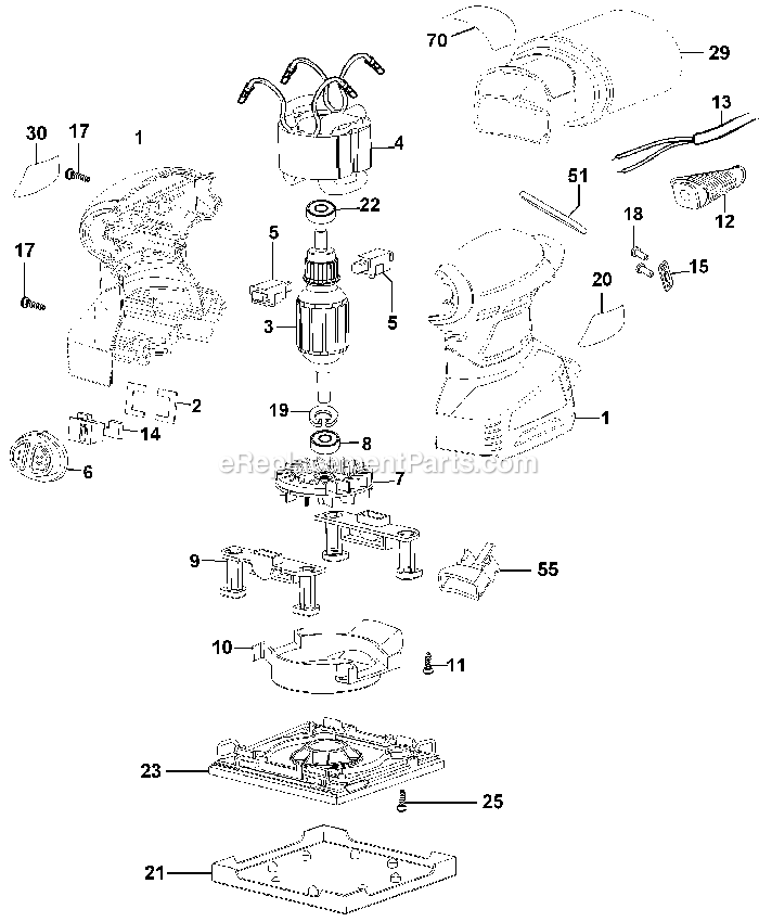 Black and Decker QS800-B2 (Type 1) 1/4 Sheet Sander Power Tool Page A Diagram
